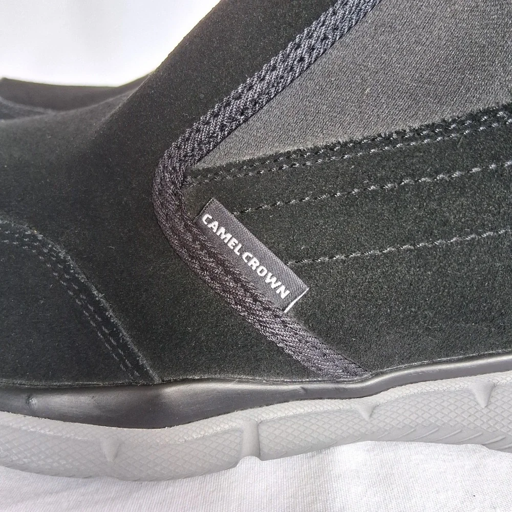 CAMEL CROWN Suede Slip-On Shoes Men's 10.5 Black/Gray Chelsea Sneaker Boots